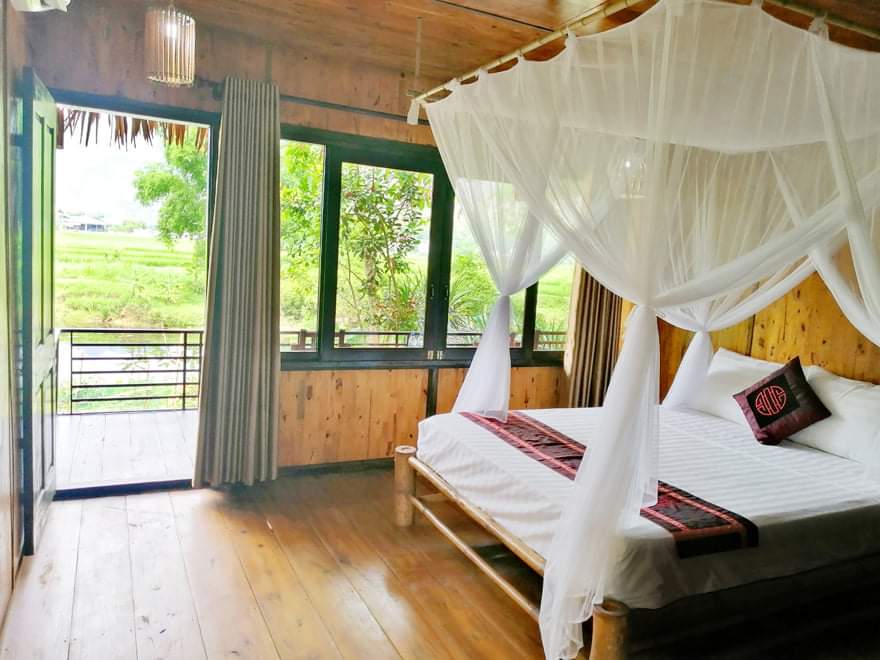 phòng nghỉ bungalow của Mai Châu Farmstay